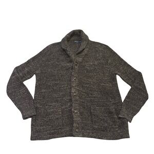 Polo‎ Ralph Lauren Mens XL Charcoal Gray Marled Cotton Shawl Collar Cardigan